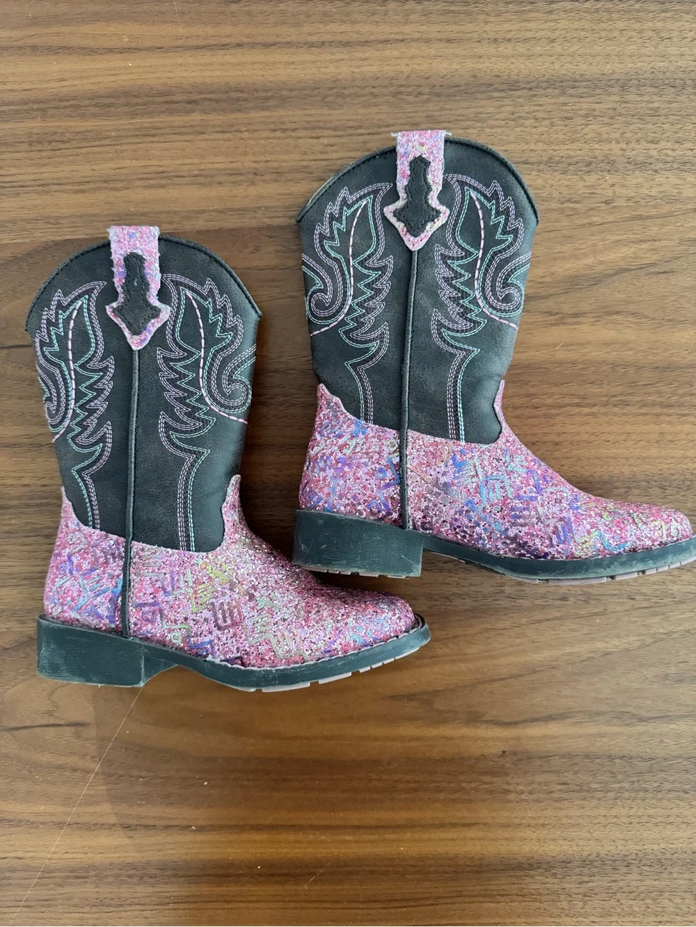 ROPER LITTLE GIRLS' GLITTER SOUTHWEST WESTERN BOOTS - SQUARE TOE - Size 10